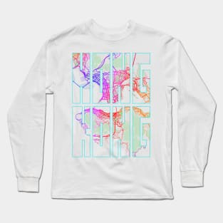 Hong Kong City Map Typography - Colorful Long Sleeve T-Shirt